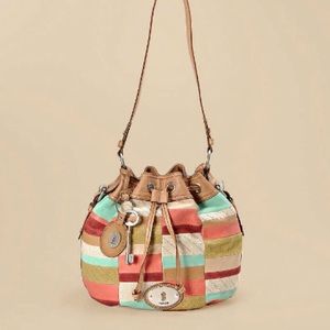 6.99✈️ 🌸 FOSSIL Maddox Patchwork Multicolor Bucket Bag | Fossil bag